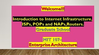 Introduction to Internet Infrastructure. ISPs, POPs and NAPs. Routers.