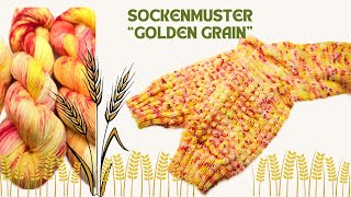 Sockenmuster "golden grain" aus handgefärbter Wolle/Wolleprofi