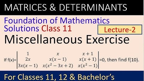 Matrices and determinants class 11 miscellaneous exercise | foundations of math solutions class 11 |