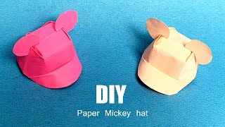Diy Paper Mickey Hat Or Cap How To Make Paper Hat Origami Hat Easy Kids Crafts Ideas