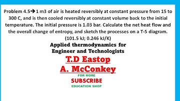 Problem 4.5 from the Book Applied Thermodynamics By McConkey and TD Eastop