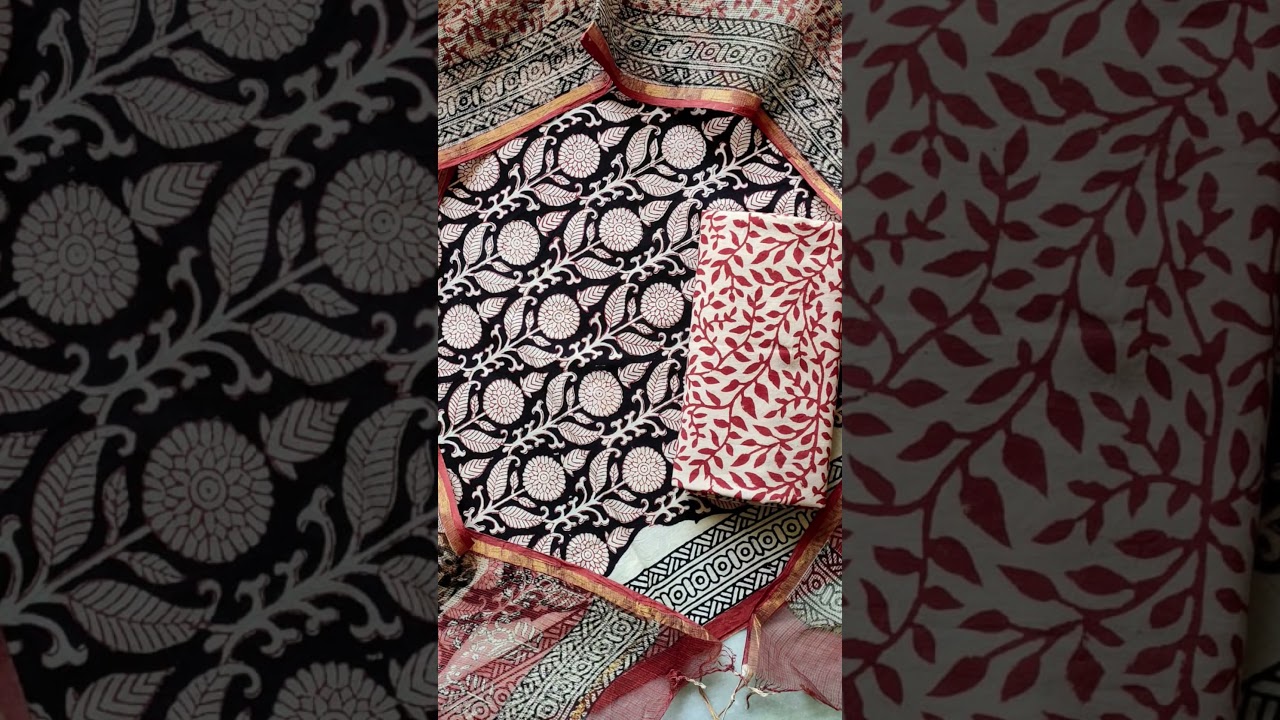 A beautiful  hand block printed dress material with Kota dupatta🩷🩷🩷