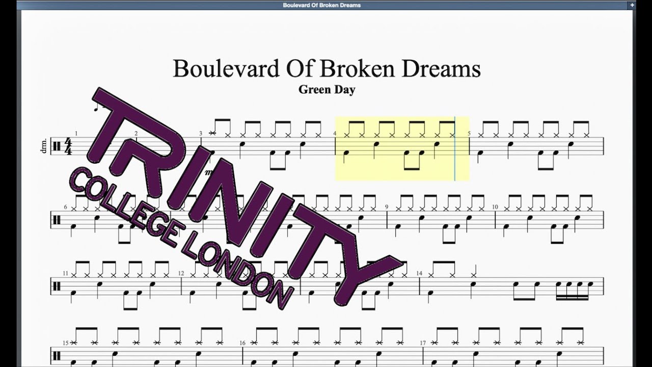 Boulevard Of Broken Dreams (2012 Syllabus) Trinity Initial Grade Drums