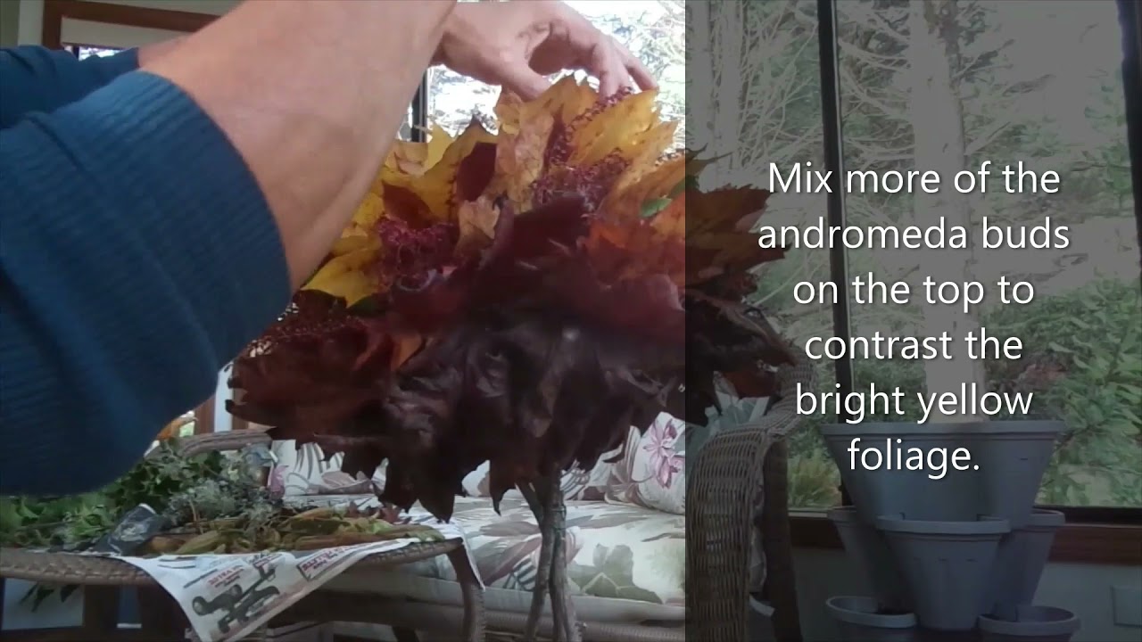 How to create an autumn mini-topiary using fall color maple leaves.