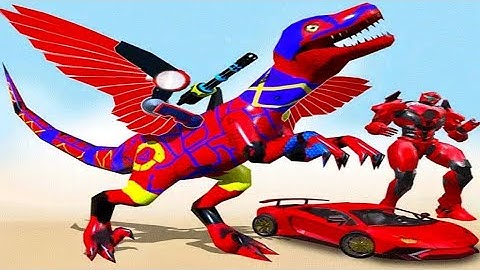 Flying Dino Robot Flying Car Transform: Dino Car Robot Game - Android Gameplay