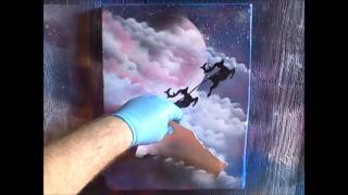 How to Spray Paint Art Santa and Reindeer Welcome back to another fast video of Santa and his reindeer. this one is on a canvas my 4 year old helped make. well he made the