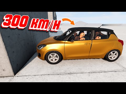 Suzuki Swift Vs Wall 300 Km/h - BeamNG Drive - Crash Test | BeamNGPump #26 #satisfying #crashtest