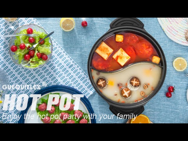 Hot Pot with Divider Non-Stick Shabu Shabu Pot for Induction Cooktop  Two-flavor Cookware for 2-3 Person