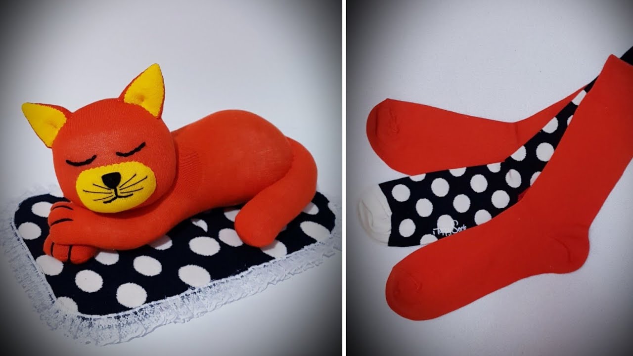 💥СОЗДАНИЕ МИЛОГО КОТА, СПЯЩЕГО НА ИГРУШЕЧНОМ МАТРАСЕ ИЗ НОСКОВ/😍Результат потрясающий!!!👌