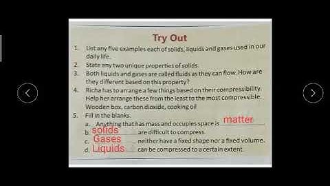 Chemistry Class 6 Chapter - Matter (Exercises)