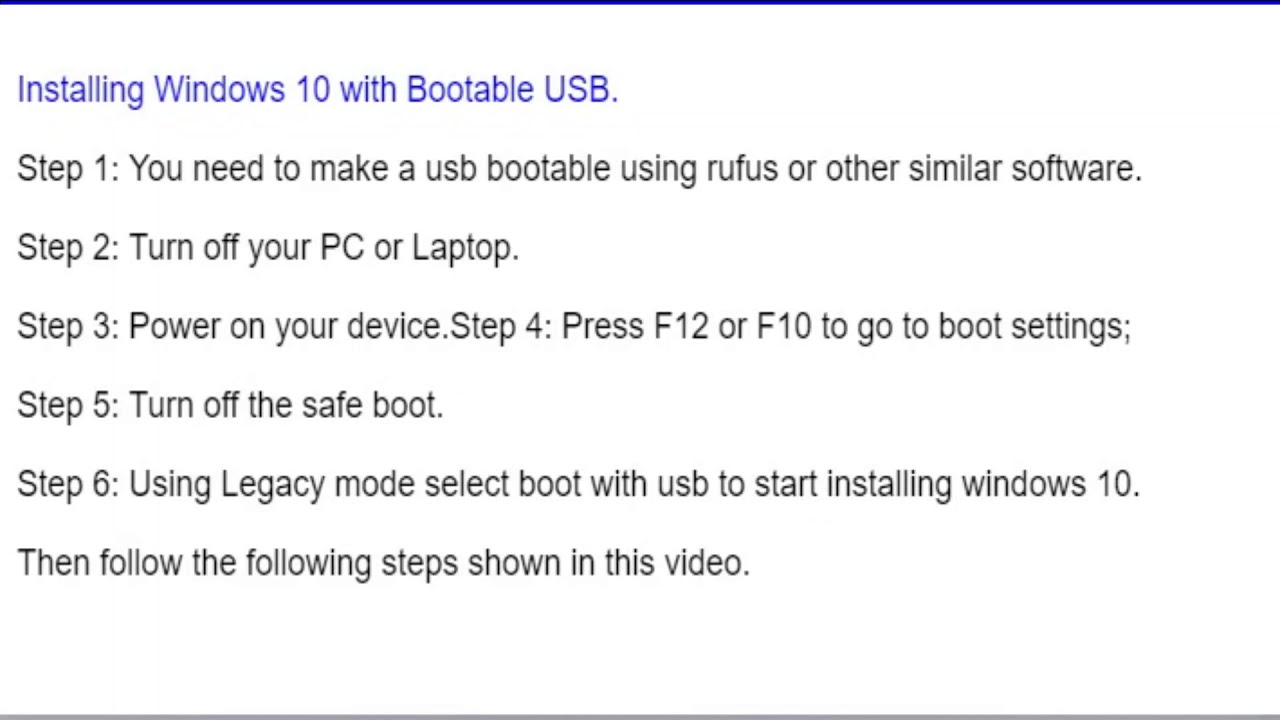 How to install windows 10 on LAPTOP using Bootable USB - YouTube