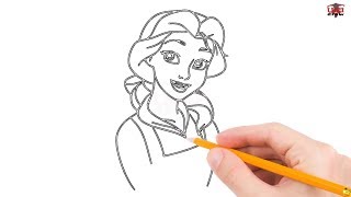 How to Draw Belle Step by Step Easy for Beginners - Simple Belle Drawing Tutorial