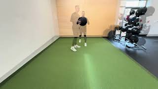 Split Stance Medicine Ball Recoiled Rollover Stomp to Floor