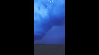 Eerie, Sinister Supercell In The Fading Light Looming Over Medford, Oklahoma.