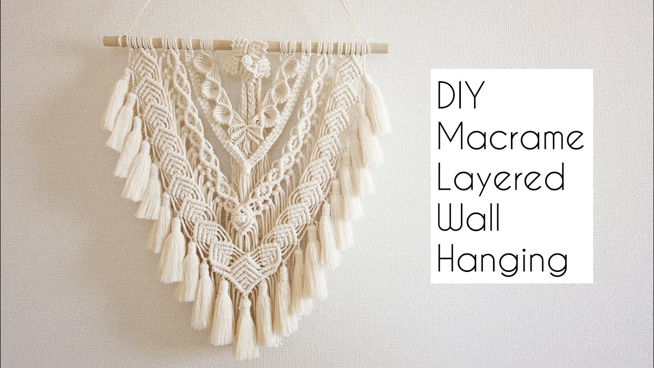 Macrame layered wall hanging with tassel tutorial วิธีถักมาคราเม่แขวน