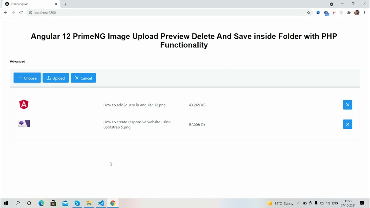 Angular 12 PrimeNG Image Upload Preview Delete And Save inside Folder with  PHP Functionality - Therichpost