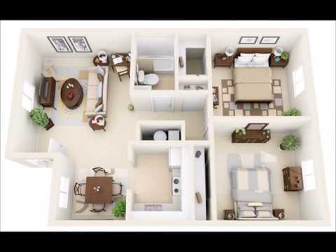 50-two-bedroom-apartment(house)-plans-in-3d-perspective