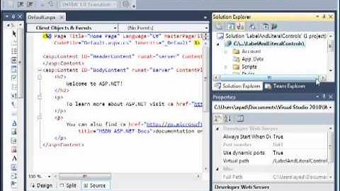 Label and Literal Control - ASP. NET 4 and Visual Studio 2010 - Lesson 2