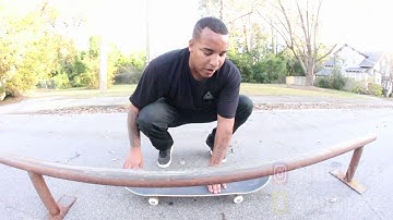 HOW TO FRONTSIDE 50-50 GRIND ON A ROUND RAIL!!!