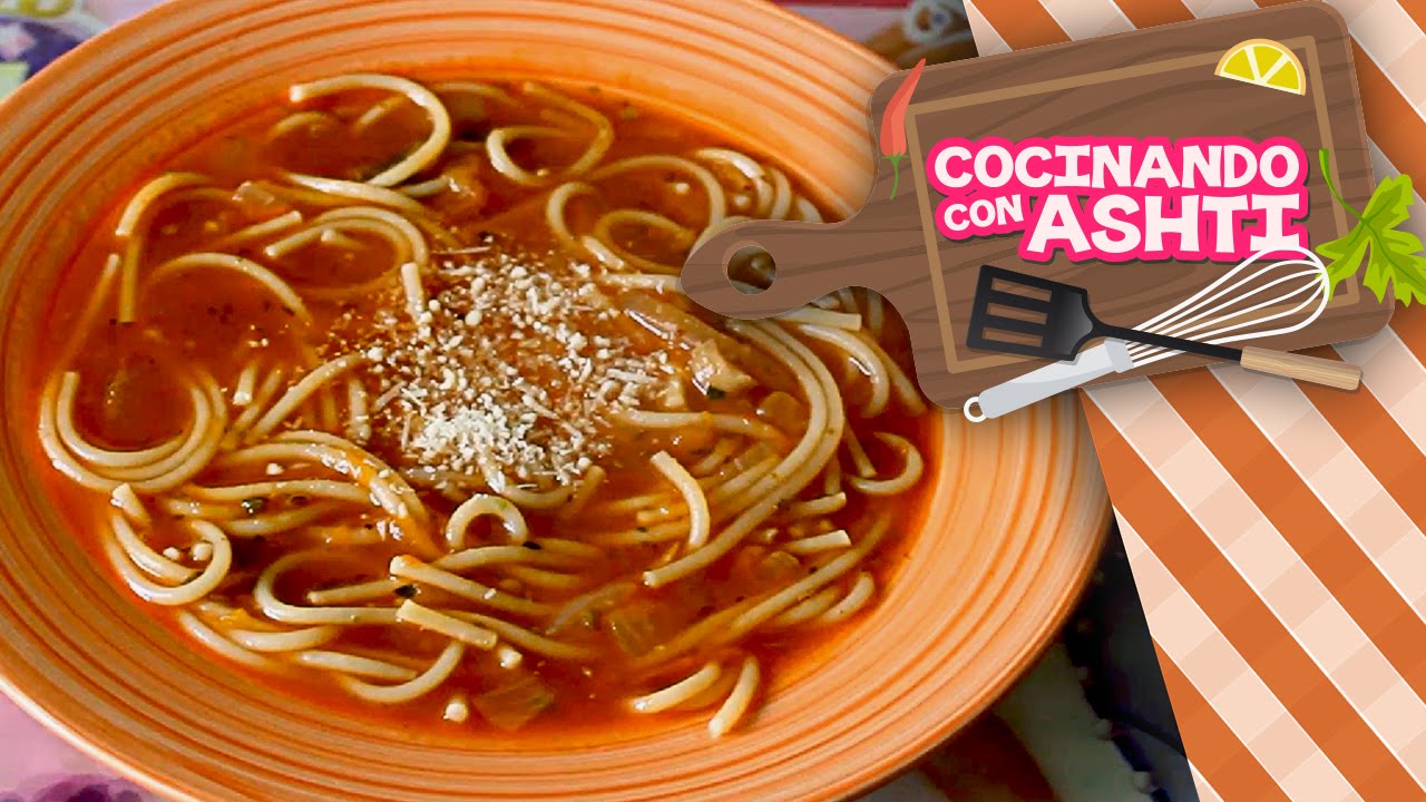 Recetas de Cocina - Sopa de Tomates con Fideos - Super Fácil y rápida!