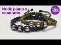 💜Nudo PLANO o Nudo CUADRADO de MACRAMÉ con balines.✅ Pulsera Nudo PLANO. DIY.