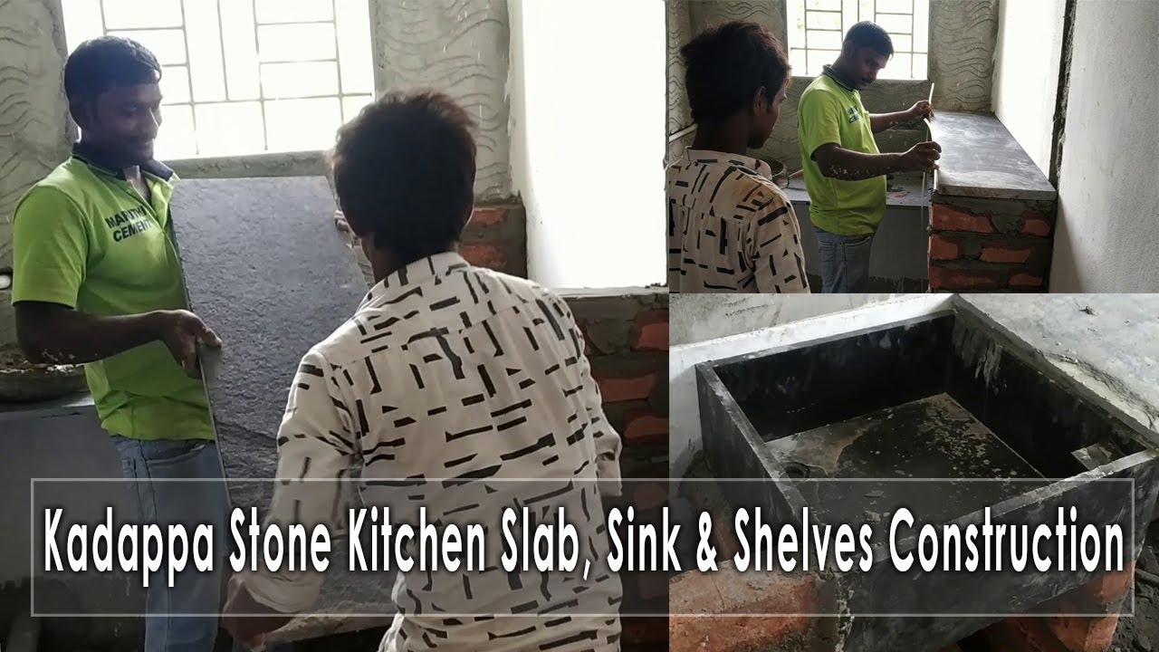 Kitchen Slab Construction Using Kadappa Stone Kadappa Stone Shelf & Sink MDS Civil