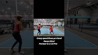 Crazy speed from pro level Owen Stice! With Ewa Radzikowska 5.8 #pickleballlife #druh #pickleball