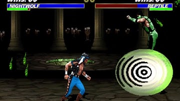 UMK3 Arcade - Nightwolf 17 hits 100% combo vs Reptile