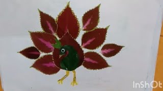 leaf collage/how to make beautiful peacock from leaves/leaf craft/ peacock collage with leaves