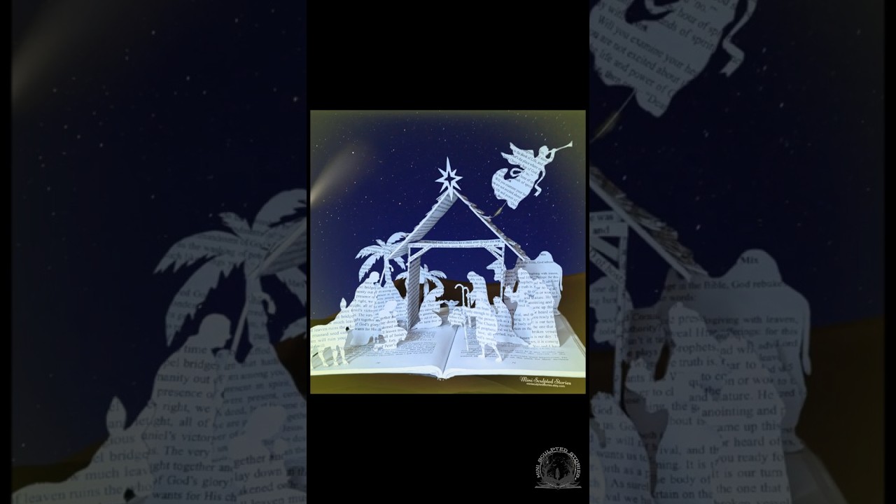 Altered Book Nativity Scene | Handmade Christmas Book Sculpture | Mini Sculpted Stories