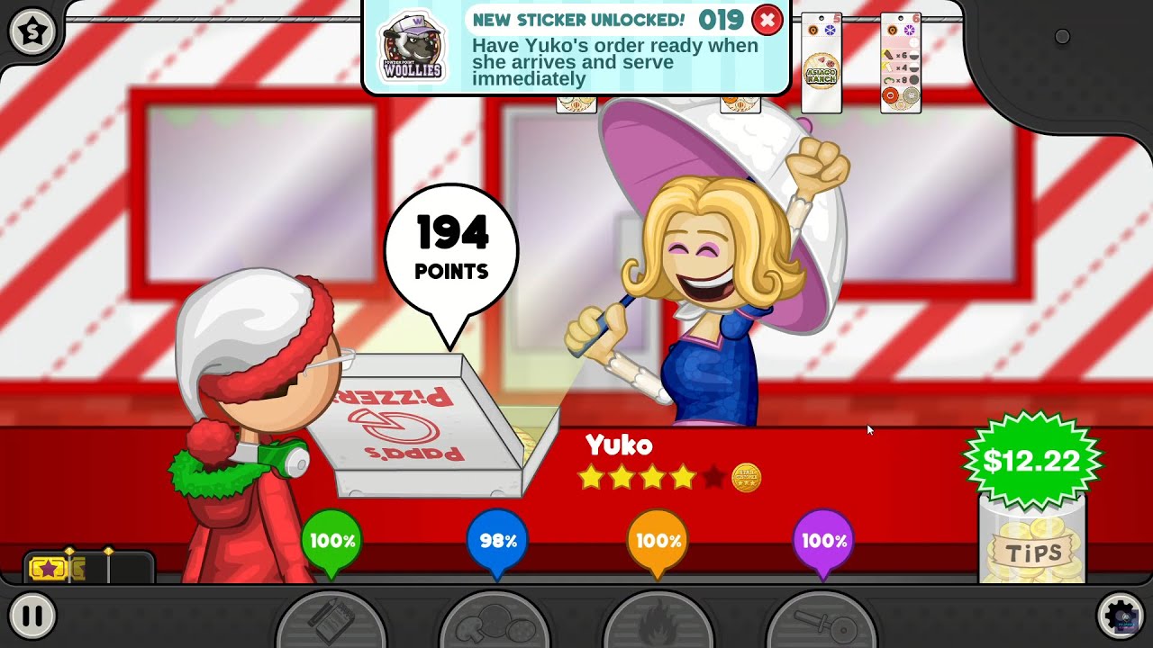 Papa's Pizzeria Deluxe Day 129: Immediately serve Yuko's order