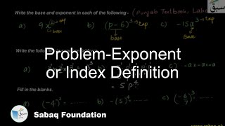 Problem-Exponent or Index Definition, Math Lecture | Sabaq.pk