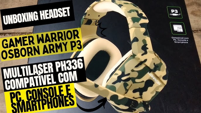 Fone de Ouvido Gamer Headset Warrior Straton Camuflado Led Branco Conexão  USB com Microfone - PH305 - PROMAX INFORMATICA