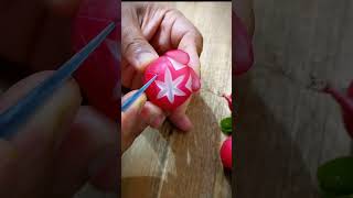 easily cuting red radish flower | beautiful  salad garnish #short #viral
