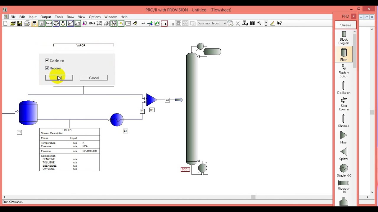 flash-shortcut-distillation-side-column-simsci-pro-ii-distillation
