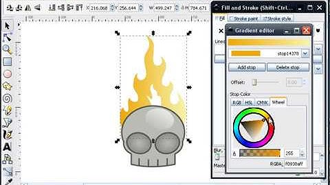heathenX Inkscape Tutorials: episode 039 - Drawing a logo of an alien skull with flames