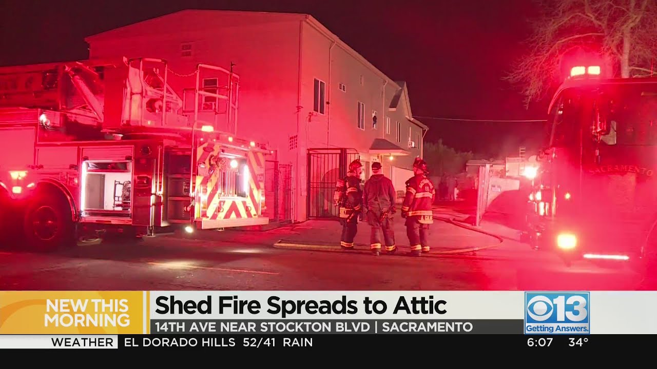 Shed fire spreads to attic of Sacramento home - YouTube