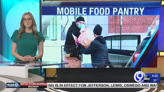 Mobile food pantry at Sam Pomeranz Jewish Community Center on Monday
