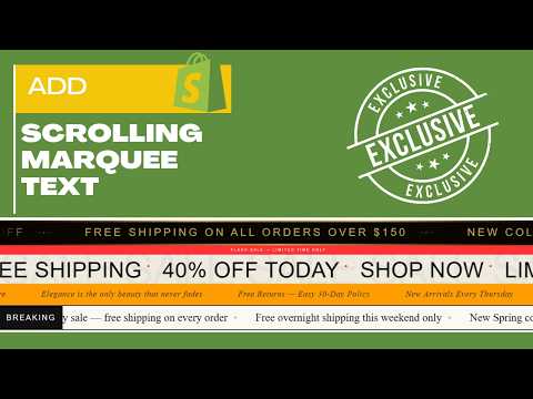 Shopify Scrolling Marquee Text | How To Add Ticker Tape Animation in Announcement Bar Custom Code