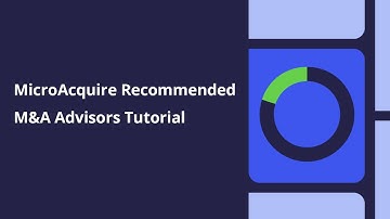 Recommended M&A Advisors Tutorial