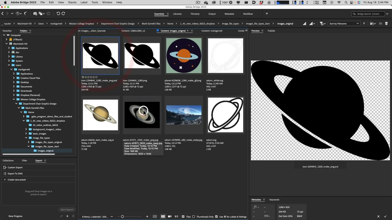 Outline Video Images and File Types