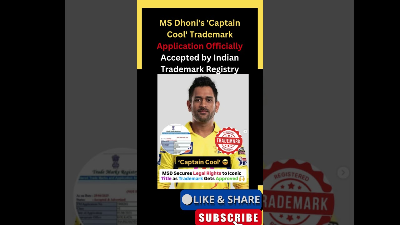 MS Dhoni's Captain Cool Trademark Application Officially Accepted by Indian Trademark Registry