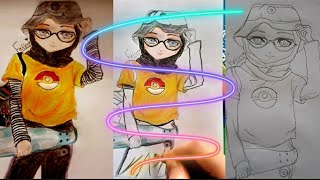 رسم سهل |رسم فتاة انمي محجبة 'سبورت' بالالوان | رسم انمي للمبتدئين خطوة بخطوة drawing girl hijab