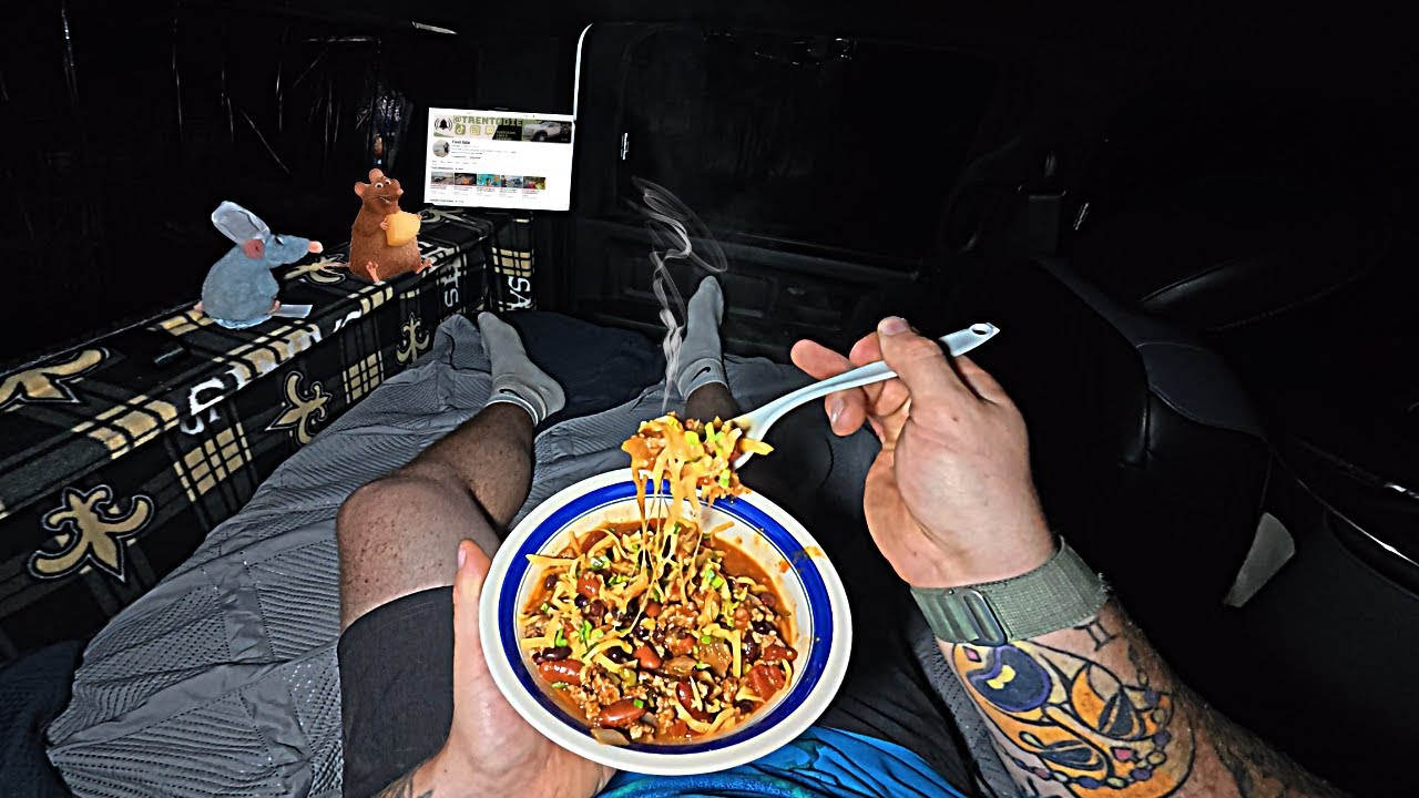 Кемпинг на грузовике в одиночку: домашний чили, приготовленный на совершенно новой походной плите