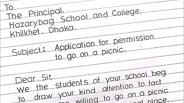 Application Writing || Application for permission to go on a Picnic || Study Tour