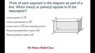 Given Line Segments in Space determine whether parallel, skew or perpendicular Net Worth