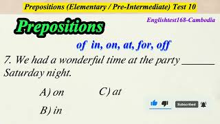 Prepositions Elementary  Pre Intermediate Test #10