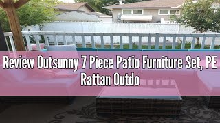 Review Outsunny 7 Piece Patio Furniture Set PE Rattan Outdoor Conversation Set with Sectional Sofa