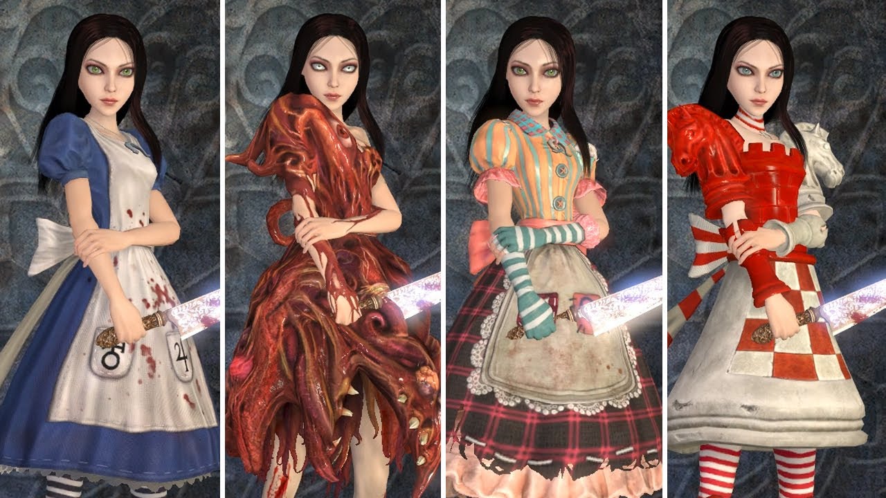 Alice Madness Returns - All Outfits + Weapons 