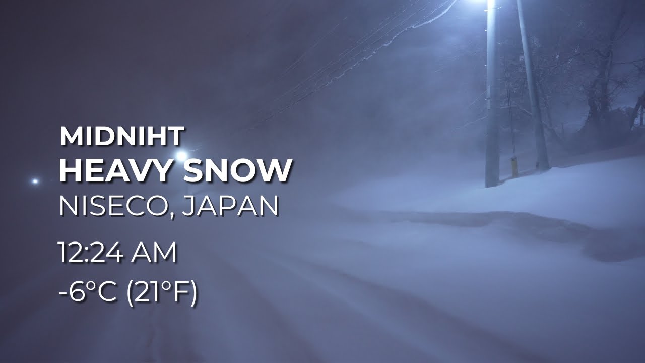 Midnight HEAVY SNOW (-6°C) — Niseko, Hokkaido [4K] | ASMR Blizzard Walk #040